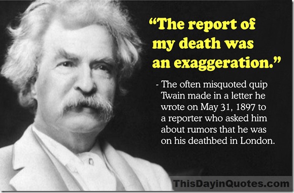 Mark Twain on the subject of his death